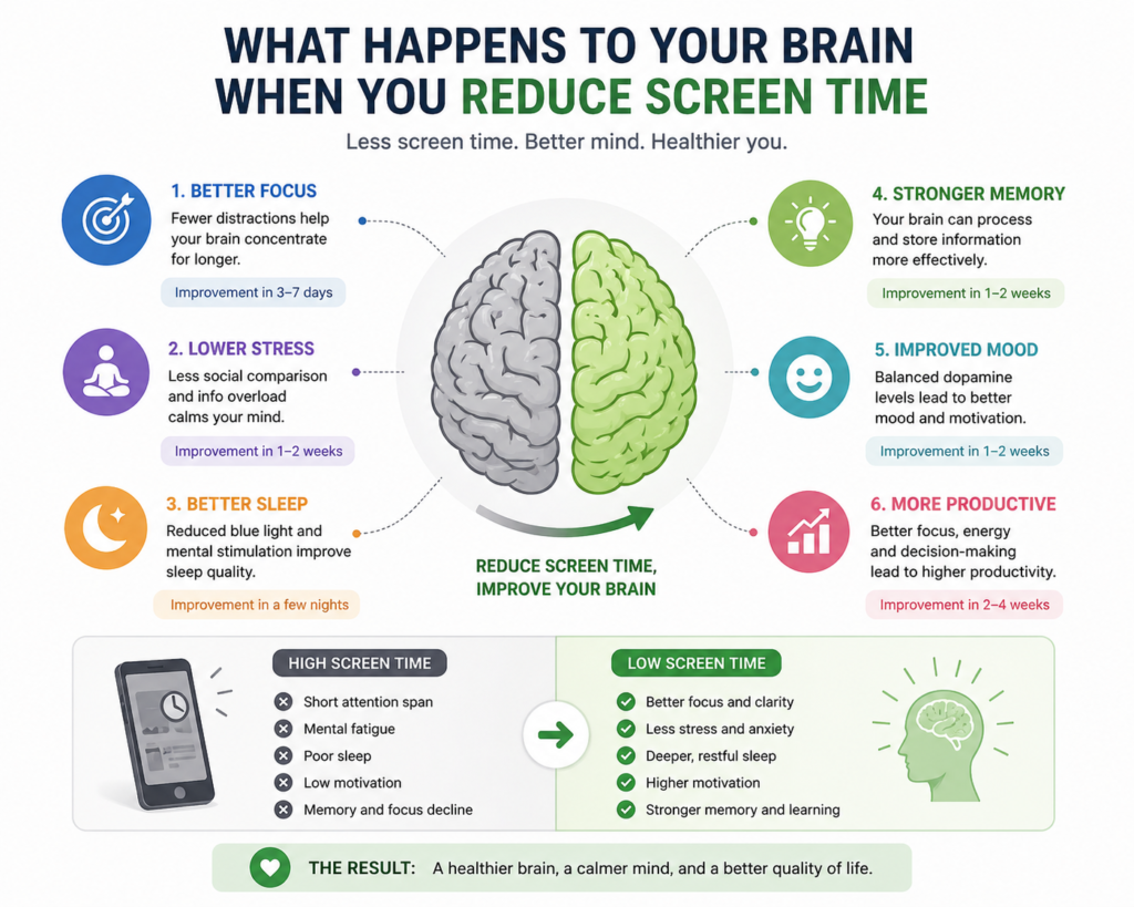 Brain benefits of reducing screen time