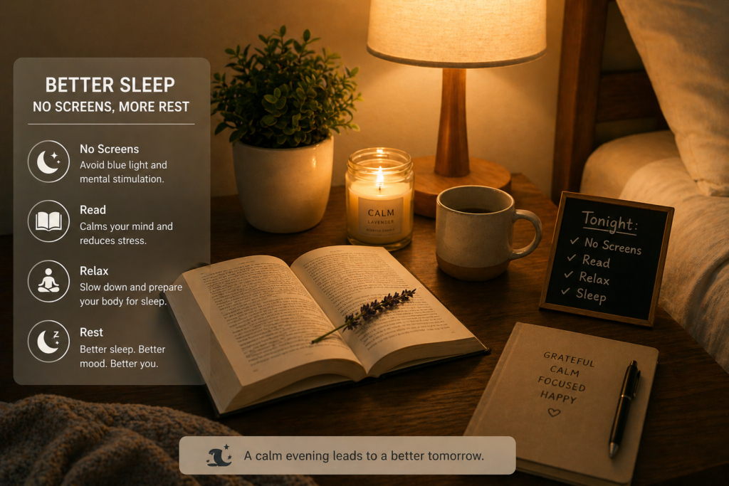 Calm evening, restful sleep setup
