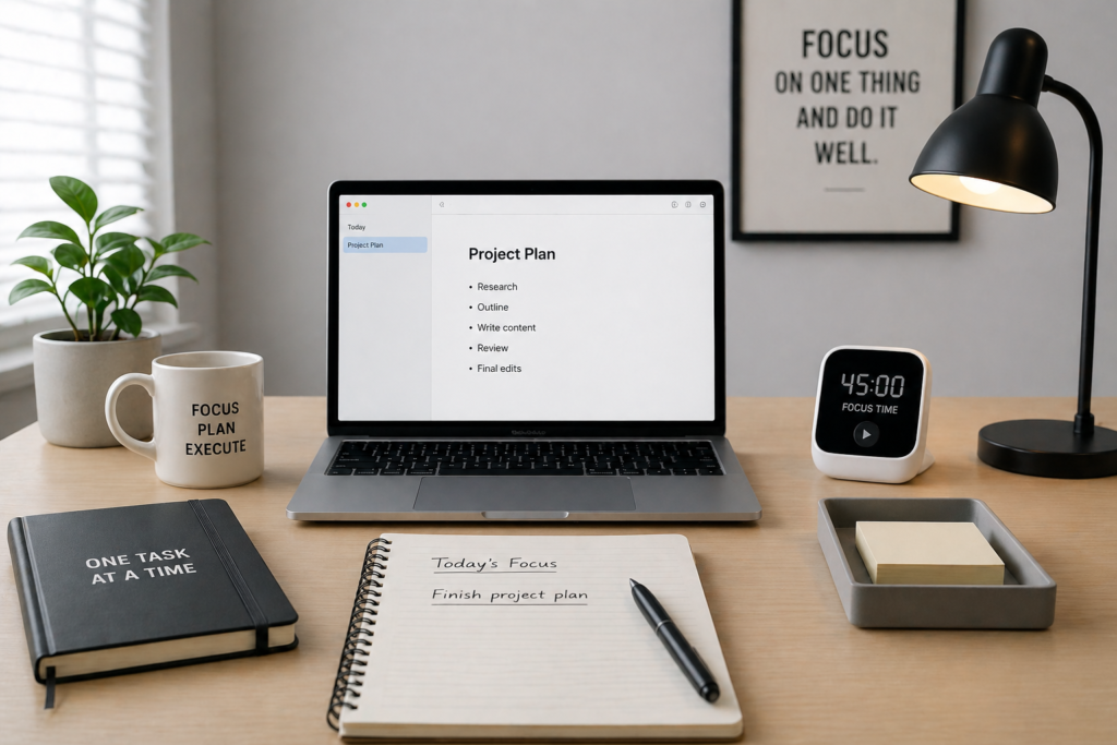Focused productivity workspace setup