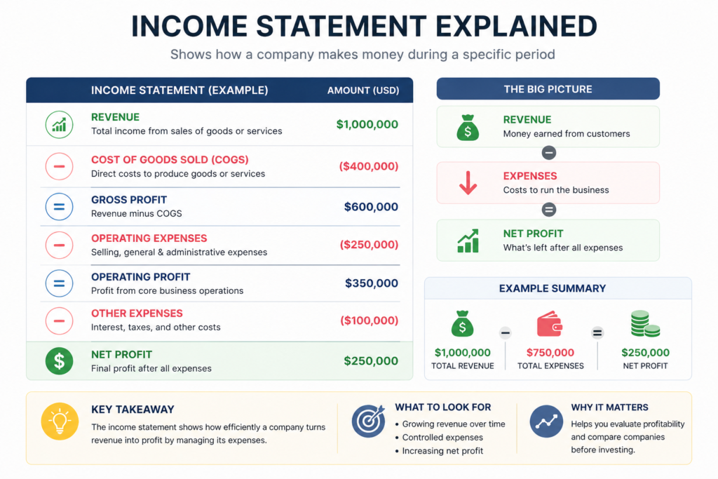 Income statement overview and breakdown