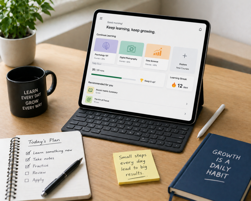 Motivational study desk for productivity