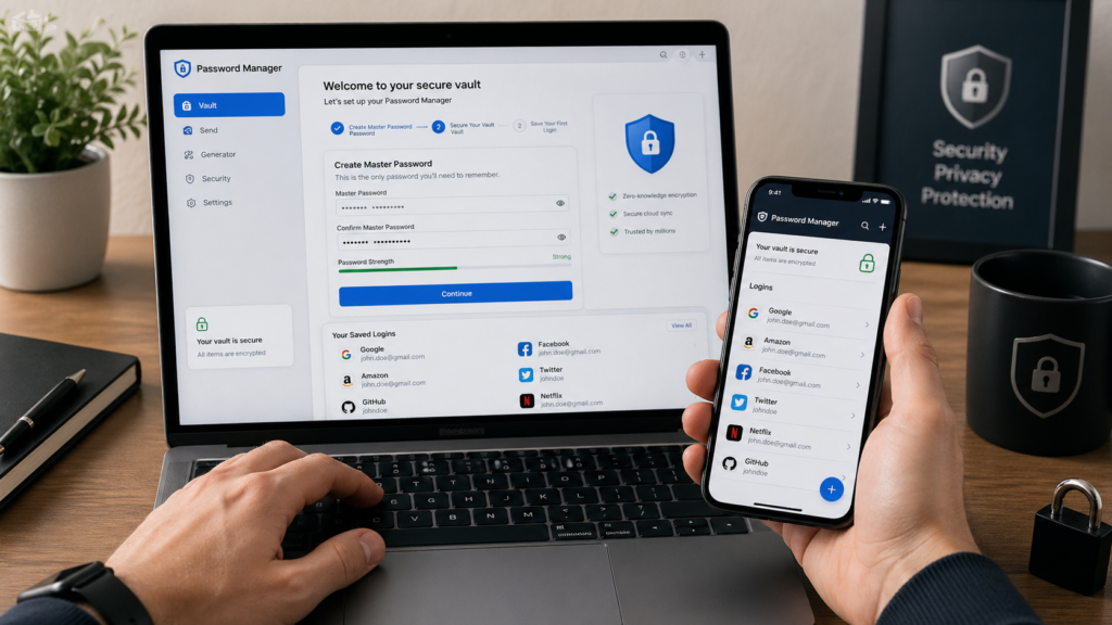Secure vault setup in modern tech workspace