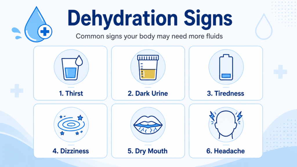 Signs of dehydration infographic