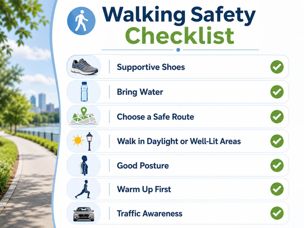 Walking safety checklist for outdoor paths