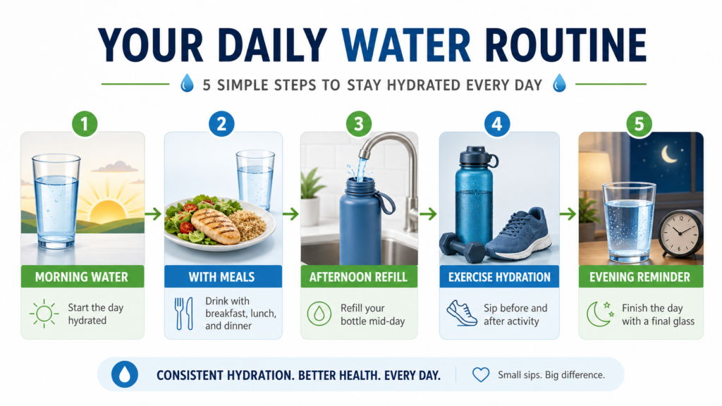 Your daily water routine infographic